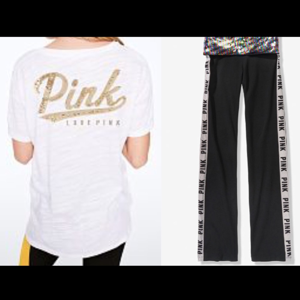 Pink Bundle: Tee & Sequin Flip Leggings> Medium